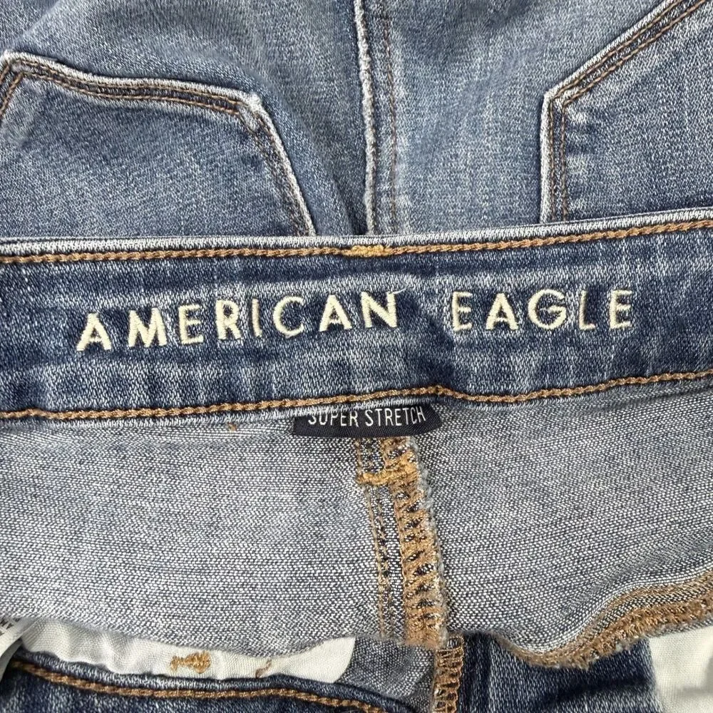American Eagle Women's Size 8 Blue Super Stretch High-Rise Denim Skinny Jeans